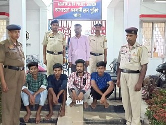 Agartala Railway Police detained four Bangladeshi youths for entering India illegally. TIWN Pic May 18