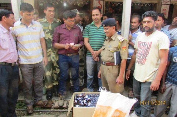 SDM Sonamura, BSF, Police joint raid hits Bangladeshi smuggling den, seized Bangladeshi currency, Phensedyl , destroys Ganja worth Rs 4 crores