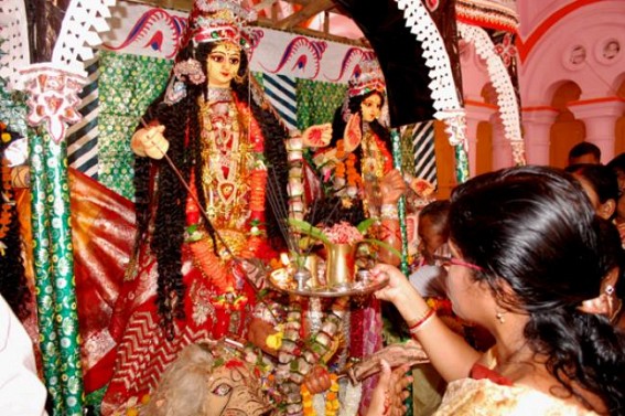 Massive turnout at idol immersion from Durga Bari
