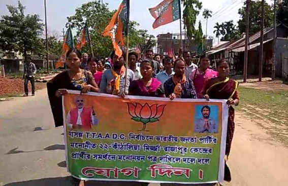 Ahead of TTAADC election 150 members of congress join BJP