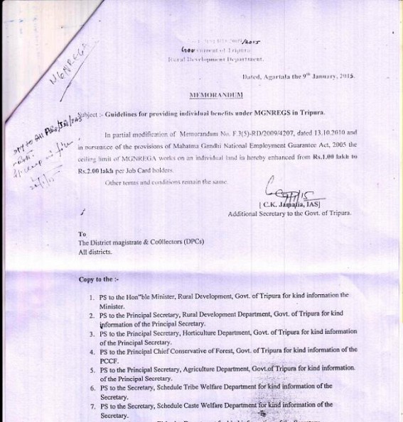 New Memorandum issued in MGNREGA, ceilings hiked from Rs. 1 to 2 Lakhs; Will the enhancement of ceiling limit of MGNREGA help in generating more fake Man-days? 