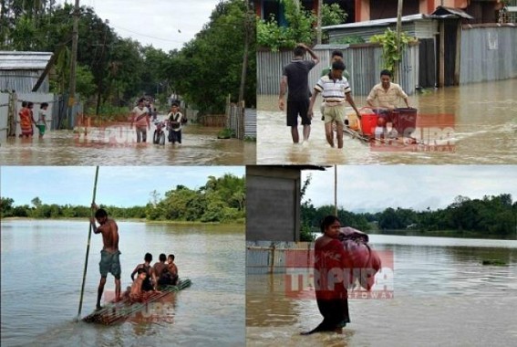 No relief from flood at Northern Tripura : rain continues in whole state 