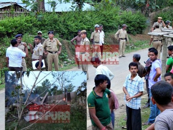 Tension prevails in Kanchanpur Naisingpara after Bru refugee burnt locals' homes 