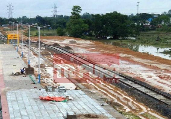 Rain affected Northern railway tracks : Workers busy to manage smooth railway service over Tripuraâ€™s Red Laterites muddy soil after rain 