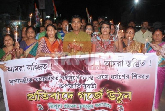 Shame on Tripura ! Shame on Manik Sarkar's 'Golden Era' : Opposition parties stage massive protest against Belonia moving-bus brutal Rape case : SP South talks to TIWN