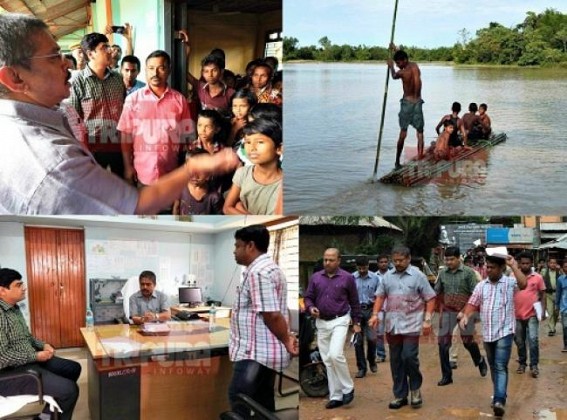 After 4 days lapse Manik Sarkar sends GSG Ayynagar to Dharmanagar to meet 62 flood victim families : Helicopter totting Ayynagar  shed crocodile tears of â€˜NO Fundâ€™ at North District,  fools people by promising to spend MGNREGA fund for flood victims