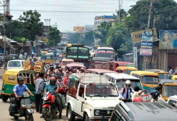 Massive traffic jam throughout the day at Agartala