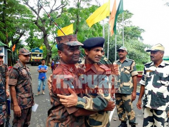 Exchange of sweets, brotherhood among Indian, Bangaldeshi Forces on Diwali 