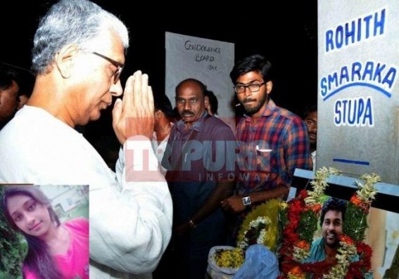 Opposition raise question on Manik Sarkar's 'sympathy' for Hyderabad Dalit student Rohit Vemula's case but silence over Tripura girl Anuara's killing : Manikâ€™s hypocrisy exposed