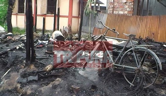 Fire engulfs a house at Udaipur