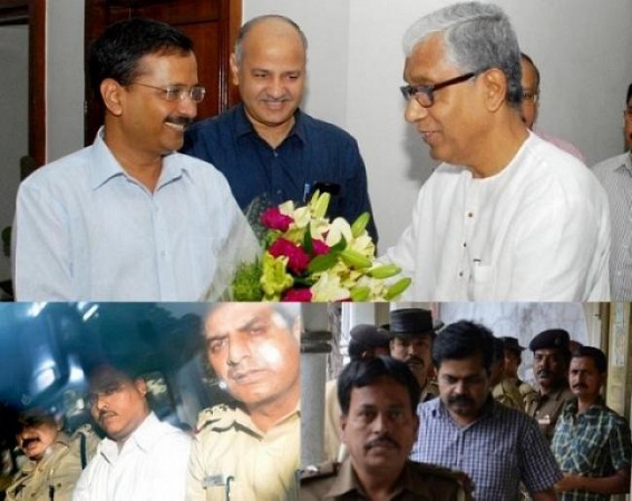 Manik Sarkarâ€™s friend Kejriwal caught taking Rs 2 crore bribe, corrupt coteries 'CLEAN CM' fake MASK exposed 