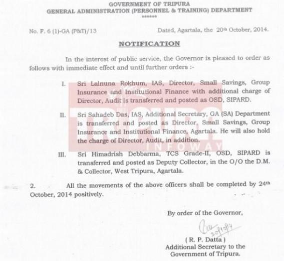 Manik Sarkar, S.K.Pandaâ€™s hand in Director of Audit Lalmuna Rokhumâ€™s punishment transfer,demotion for exposing Bishalgarh R.D.Blockâ€™s Rs. 17 crore MGNREGA scam 