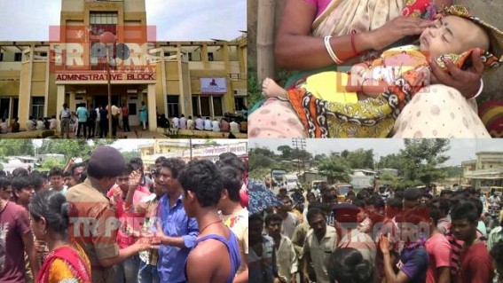 Doctors' negligence kills 2 months baby at Gomati Dist Hospital : angry public gherao hospital, block National Highway