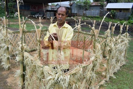 Bamboo arts decorate stage for auspicious Garia Puja-2017