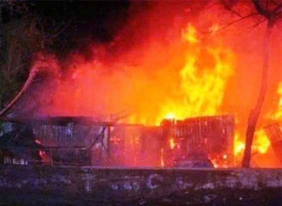 Fire gutted 2 shops at Ampi market