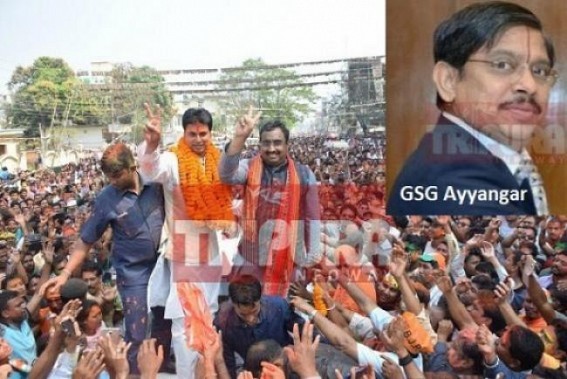 Biplab Deb hires former CM Manik Sarkarâ€™s right hand nationally tainted IAS officer GSG Ayyangar as Principal Secretary, Industry Dept : BJPâ€™s clean Governance now turned Joke