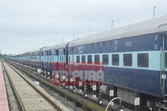 Agartala-Deoghar Express arrives at Agartala Railway Station : Union Railways Minister Piyush Goyal to flag off its maiden journey tomorrow 