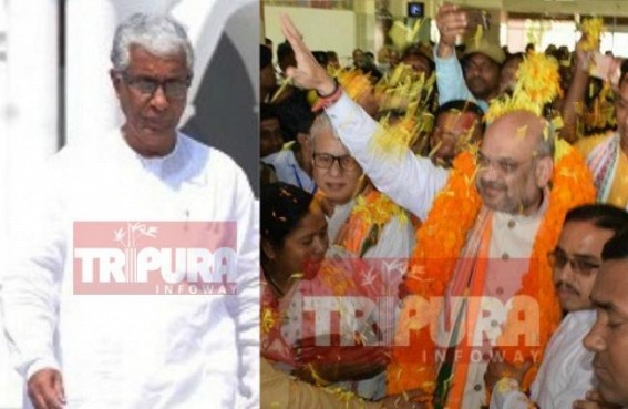 Outgoing CM Manik Sarkar vacated CM's residence prior to New CMâ€™s swearing-in : BJP Chief  Amit Shah arrives in Tripura