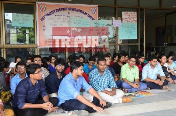 Intern Doctors sit in Strike demanding salary hike