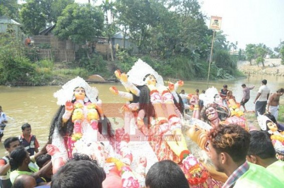Goddess Durga receives colourful farewell