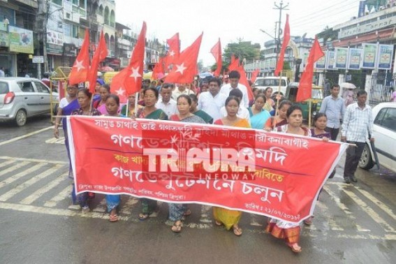 GMP organized massive protest in demand of Food, Work in ADC, Rural areas 