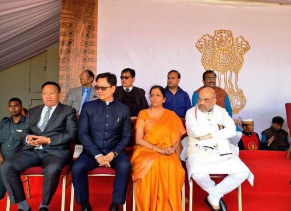 After completing oath taking ceremony at Nagland, Amit Shah is on the way to Tripura