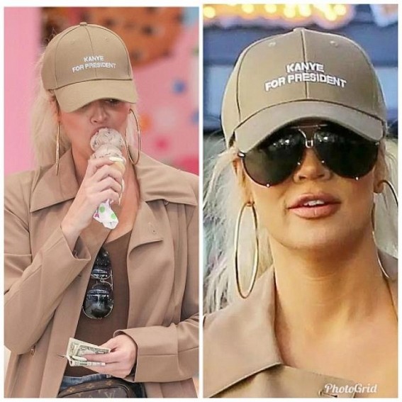 Khloe Kardashian sports 'Kanye for President' cap