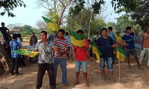 IPFT blocks road for uncertain period of time to protest against BJPâ€™s violence