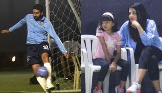 Aaradhya runs to hug father Abhishek Bachchan on pitch