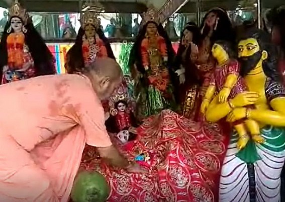 Preparations for Sri Krishna's Janmastami celebration on peak