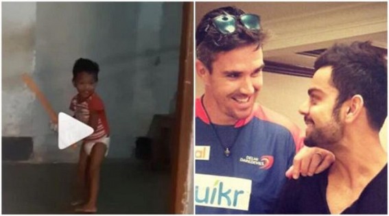 Get him in your squad: Pietersen to Kohli on diaper wearing kid