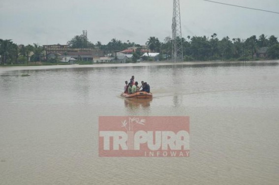 Social Organizations, Political Parties joined hands with Administration to fight with Flood disaster in Tripura : Over 15,000 people affected