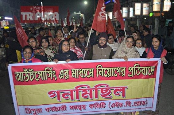 Leftist employees organization protests against recruitment via Outsourcing