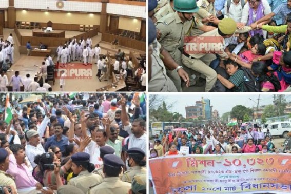 JUMLA cheating, Missed-Call Jobs, 10323 Teachers fraud promises, FAKE vision document  wiped off BJPâ€™s voter base in Tripura : BJPâ€™s 2 yrs rule turned a massive failure, public condemn mass-cheating