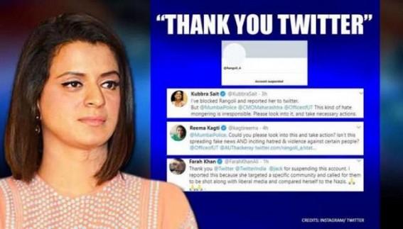 Rangoli Chandel's twitter handle suspended over controversial post