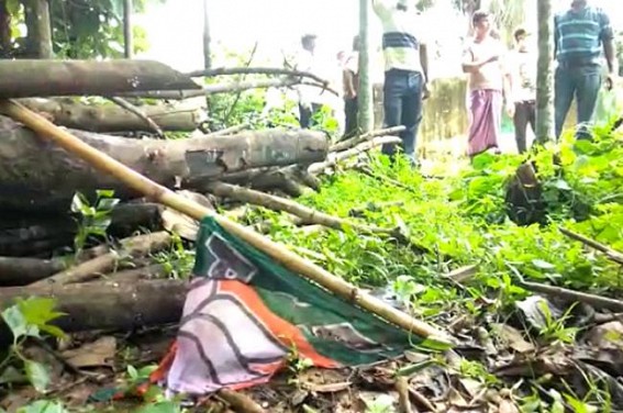 BJP's flags damaged in Nagichara : BJP blames CPI-M and IPFT