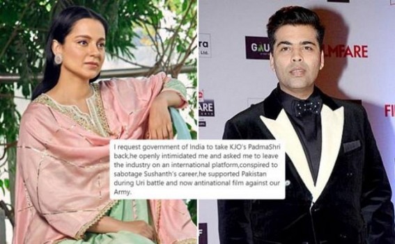 Team Kangana requests govt to take back KJo's Padma Shri