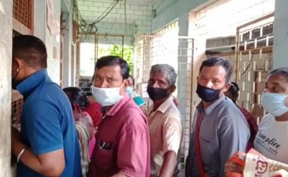 Social Distance and safety norms violated in Teliamura Electric Office