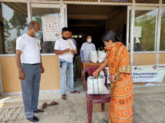 Raw food distributed by Rotary Club of Dharmanagar and Rotaract Club of Dharmanagar among Poor