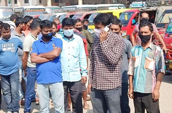 Sudden Strike : Vehicle Services left paralyzed in Chandrapur Bus stand, Agartala