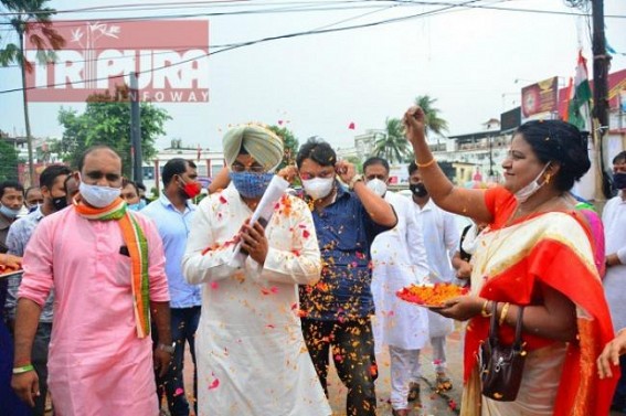 Tripura Congress's New Incharge Kuljit Singh Nagra arrived in Tripura : Received Grand Welcome at State Congress HQ