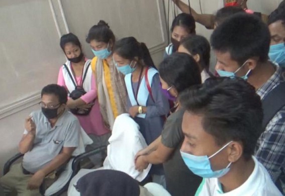 B.Ed students protested seeking scholarship amounts