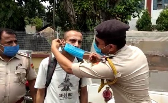 COVID-Crisis : Mask Enforcement Drive Conducted in Agartala, Larger Section of People are yet reluctant to Wear Masks 