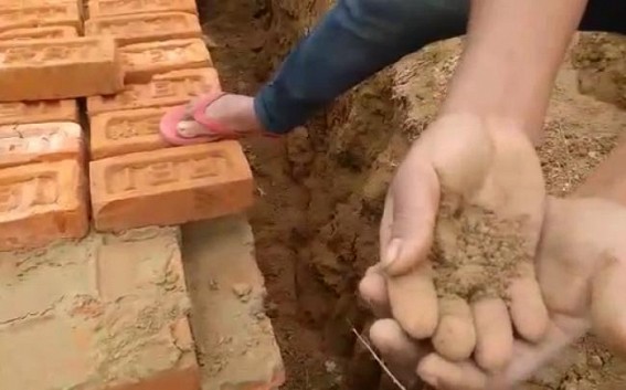 Locals alleged low-quality Road Construction work in Kakrachara ADC Village 