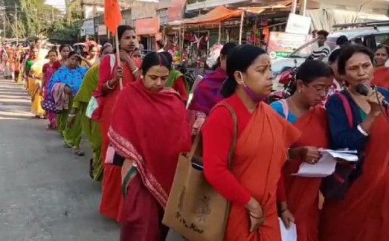 Anganwadi Workers protested at Kailashahar