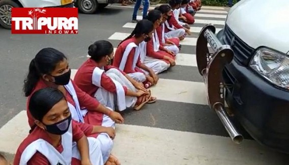 TBSE Results : National Highway Blocked by Students at Charilam 
