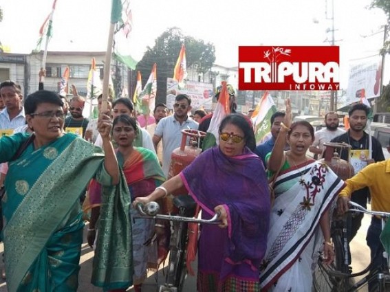 LPG Cylinder Price hikes : Congress staged protest