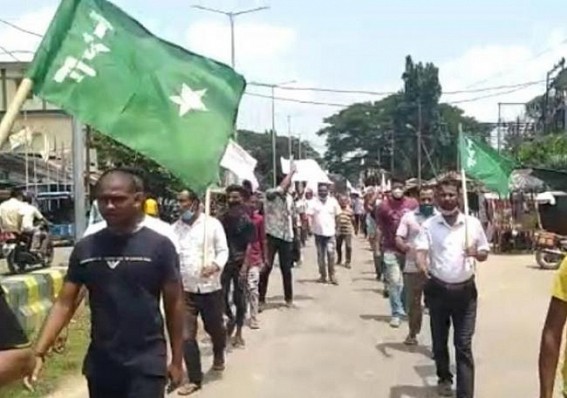 Raising slogan â€˜Where is my Job?â€™ leftist organisation staged Protest in Kailasahar
