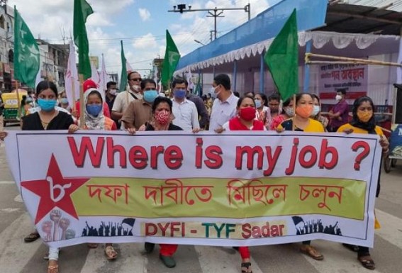 DYFI, TYF Protested against Unemployment Problems in State 