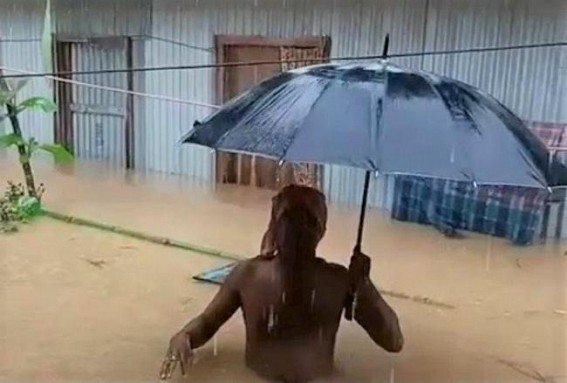 Water-logging hits normal lives after few splashes of rain in Belonia